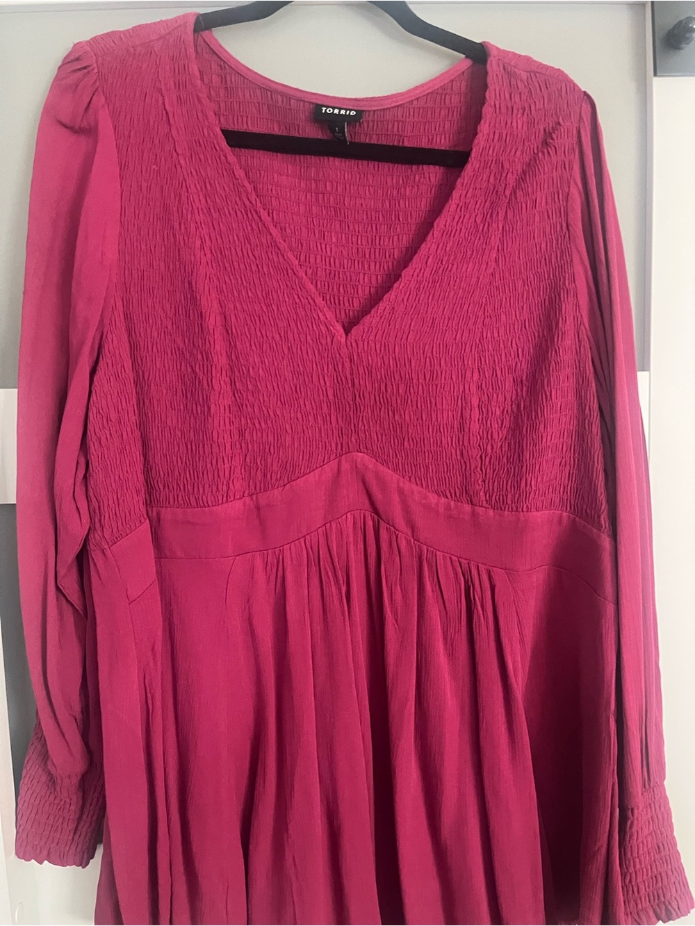torrid Hot Pink Smocked Top with V-Neckline